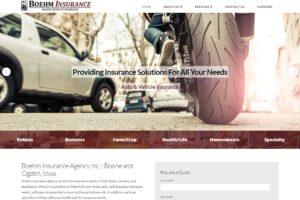 Screen shot of Boehm Insurance website design
