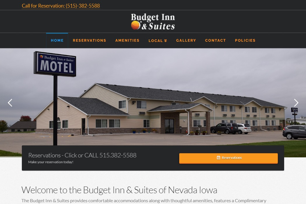 Screenshot of Budget Inn & Suites of Nevada website design
