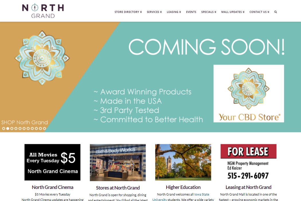 Screenshot of North Grand Mall website design