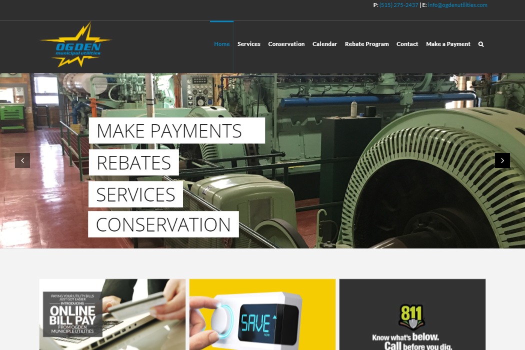 Screenshot of Ogden Municipal Utilities website design