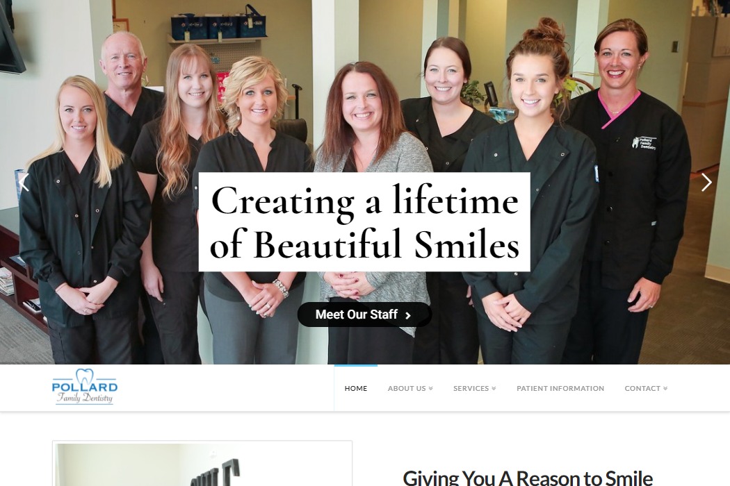 Screenshot of Pollard Family Dentistry website design