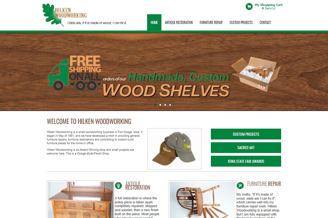 Screenshot of Hilken Woodworking website design