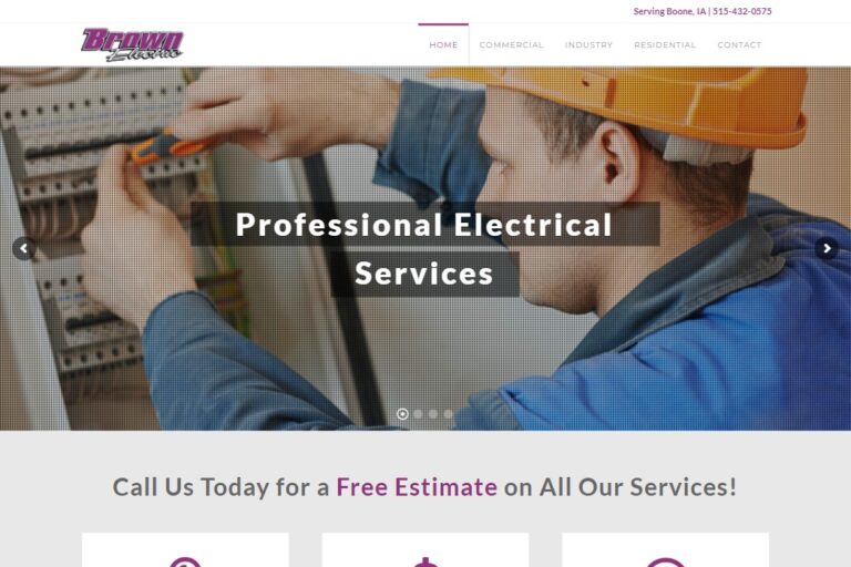 Screenshot of Brown Electric website design