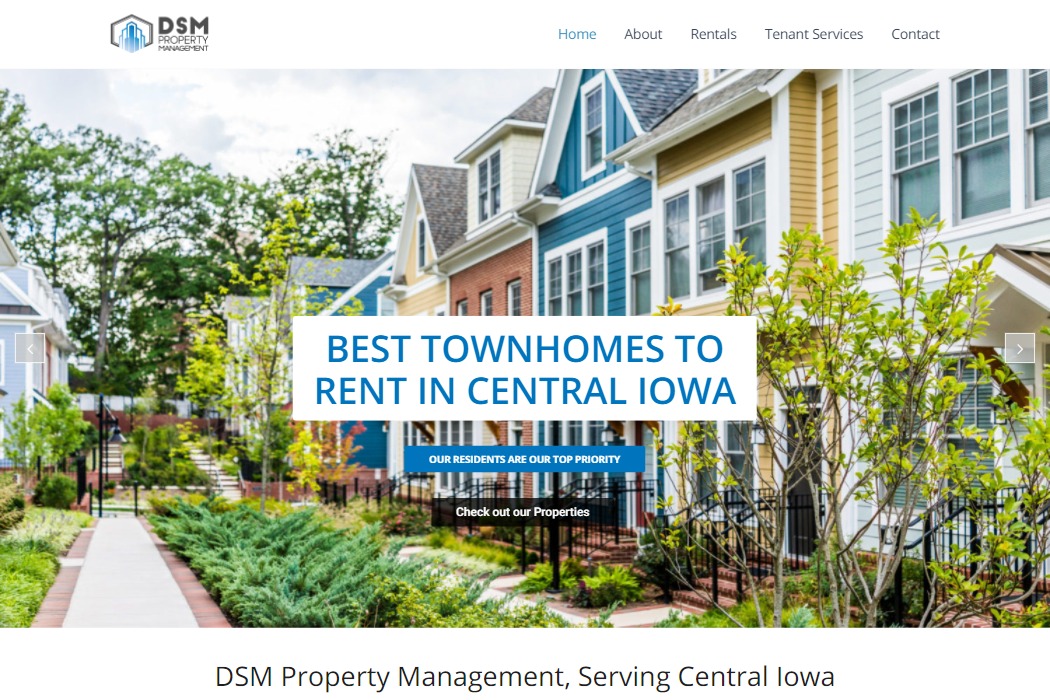 Screenshot of DSM Property Management website design