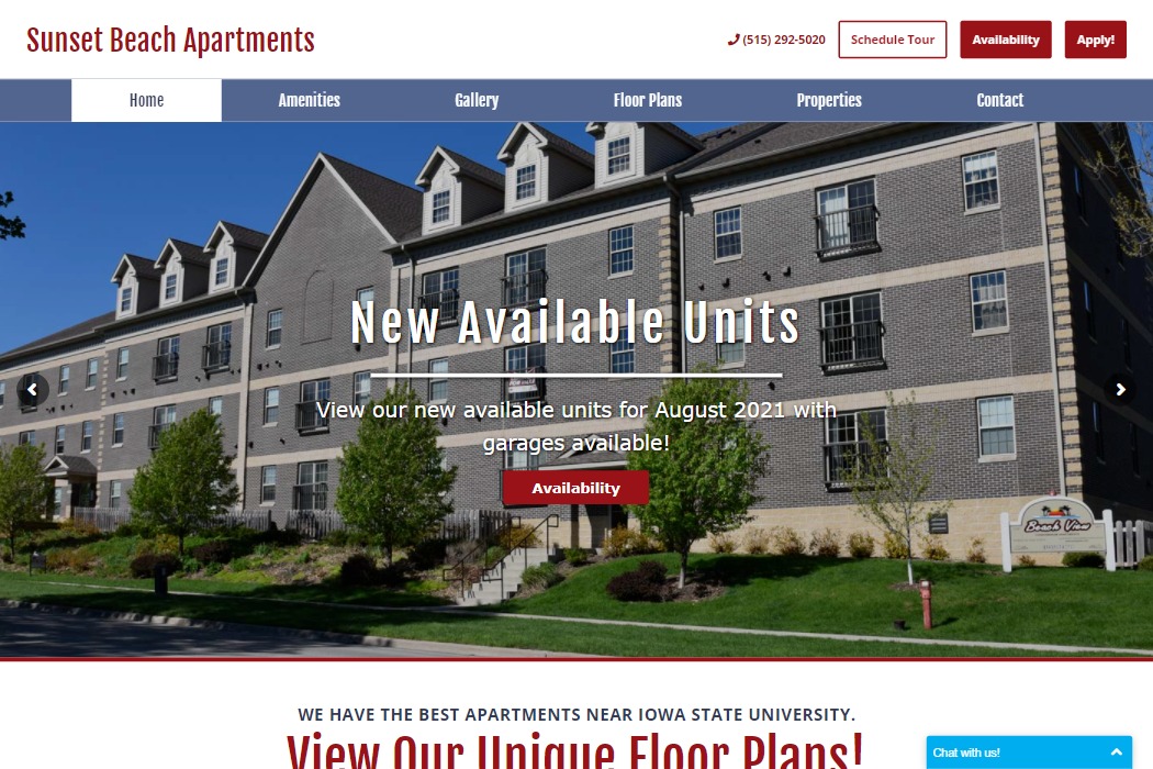Screenshot of Sunset Beach Apartments website design