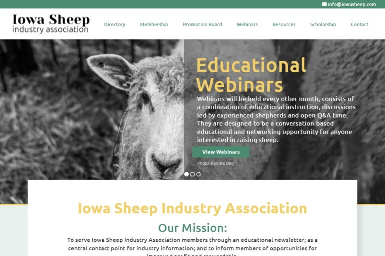 Screenshot of Iowa Sheep Industry Association website design