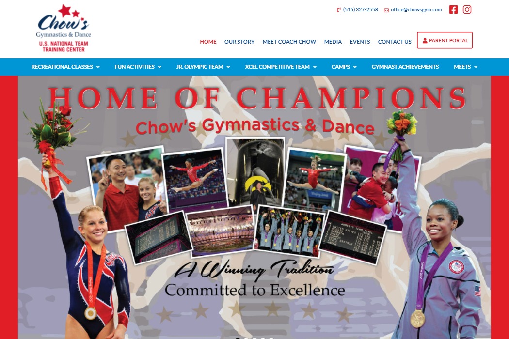 Screenshot of Chow's Gymnastics & Dance website design