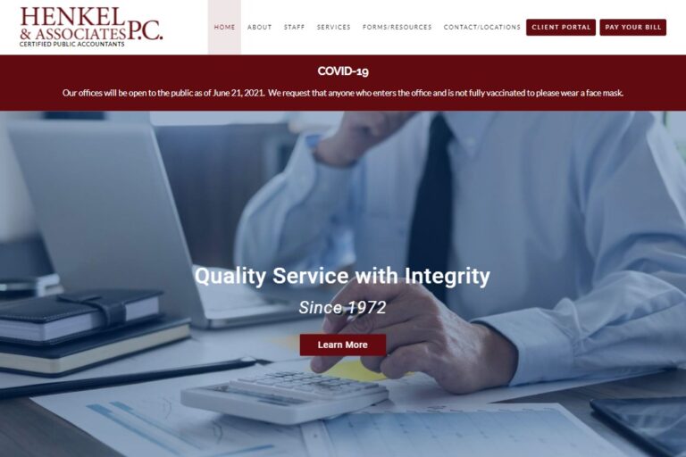 Screenshot of Henkel & Associates P.C. website design