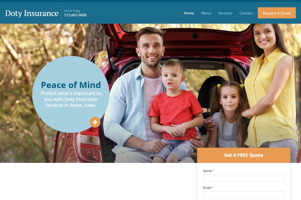 Screenshot of Doty Insurance website design