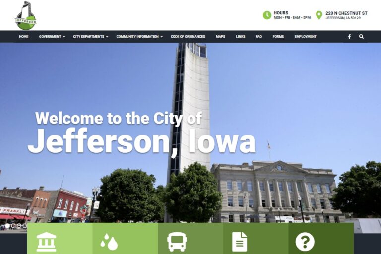 Screenshot of the City of Jefferson, Iowa website design