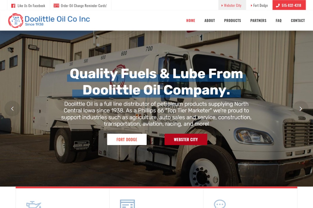 Screenshot of Doolittle Oil Co website design