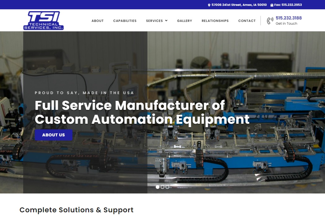 Screenshot of TSI Technical Services, Inc website design