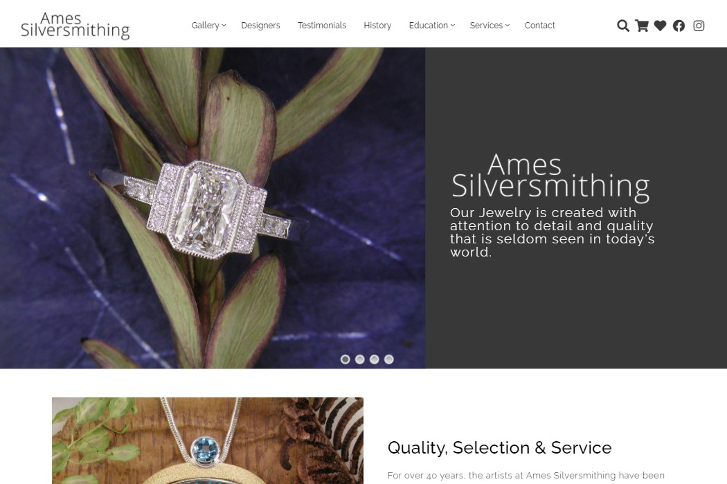 Screenshot of Ames Silversmithing website design