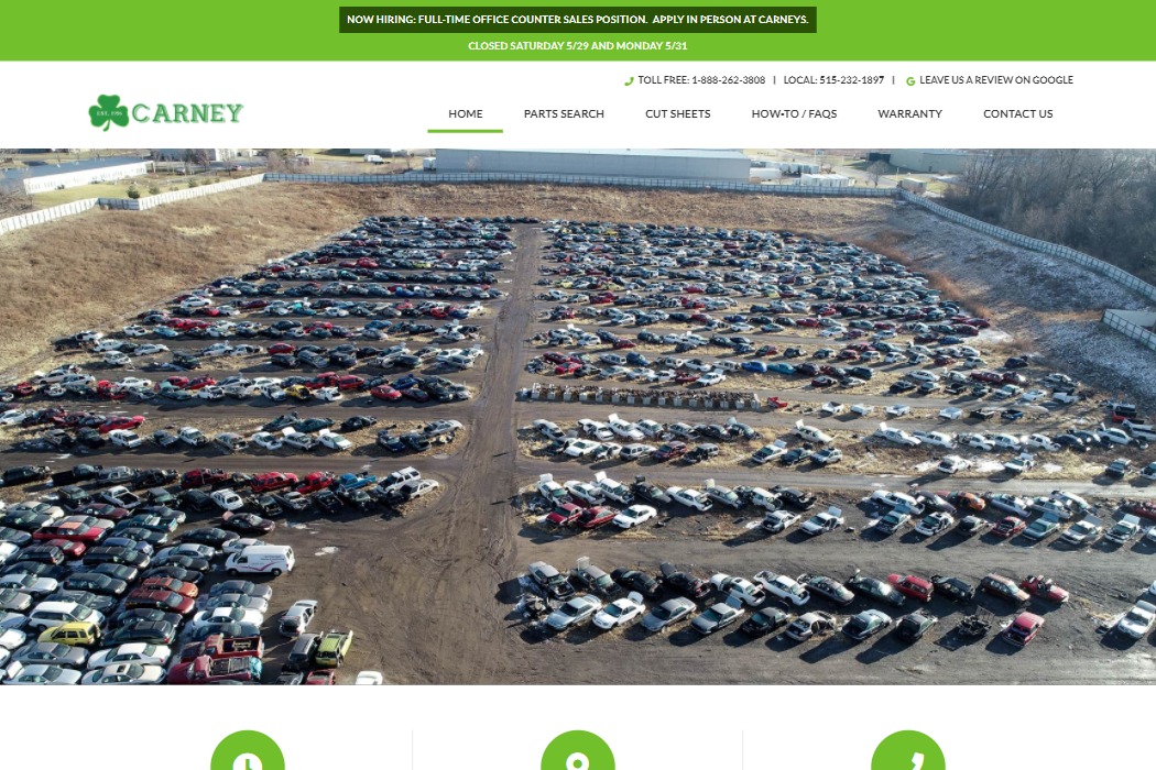 Screenshot of Carney Auto Parts website design