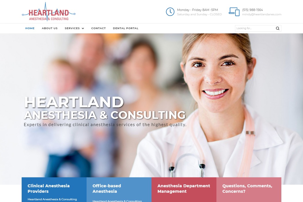 Screenshot of Heartland Anesthesia & Consulting website design