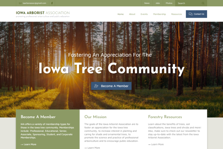 Screenshot of Iowa Arborist Association website design