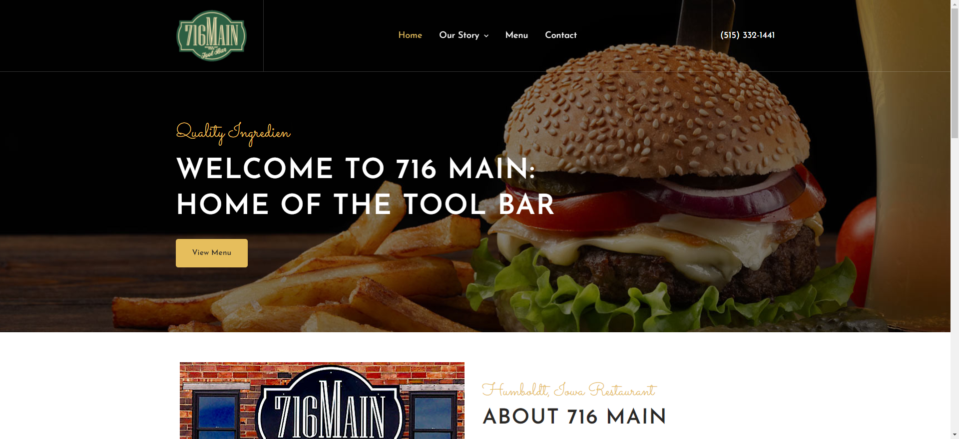 Screenshot of 716 Main website design