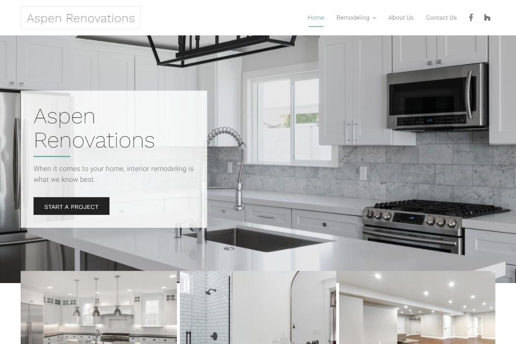 Screenshot of Aspen Renovations website design