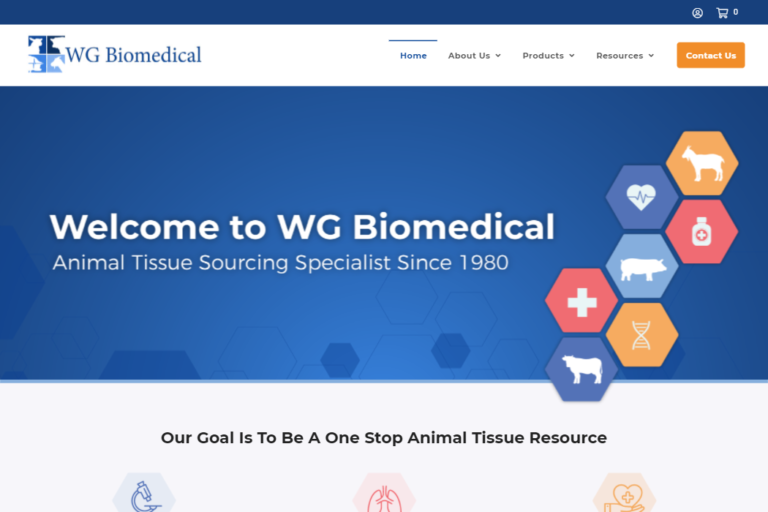 Screenshot of WG Biomedical website design