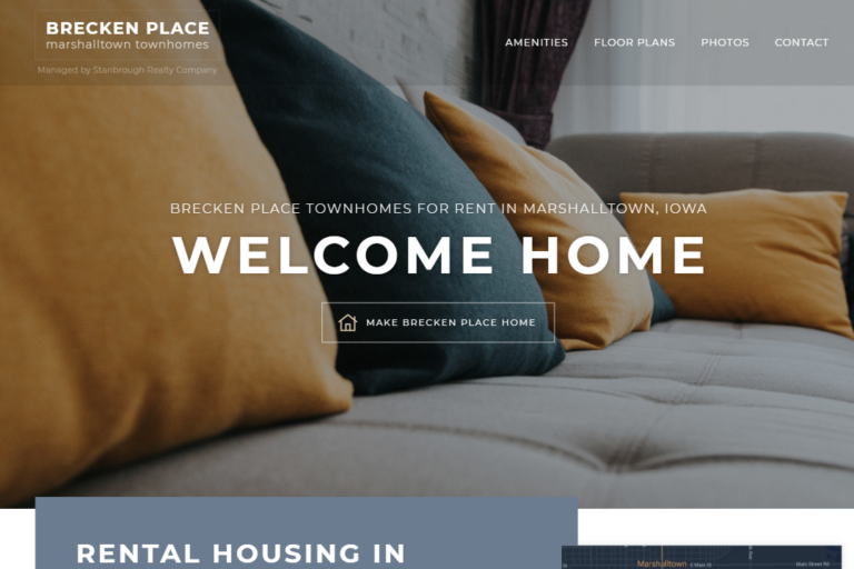 Screenshot of Brecken Place Townhomes website design