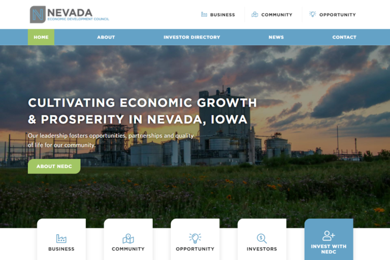 Screenshot of Nevada Economic Development Council website design