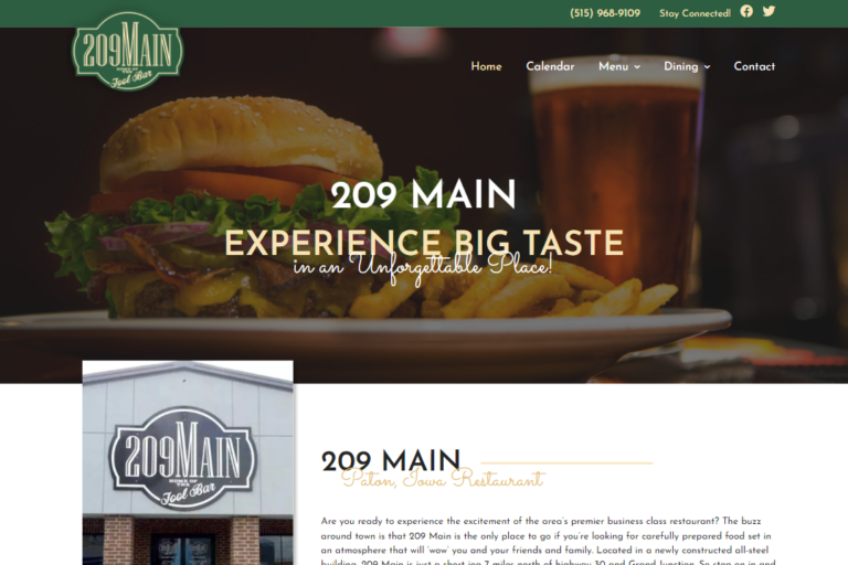 Screenshot of 209 Main website design