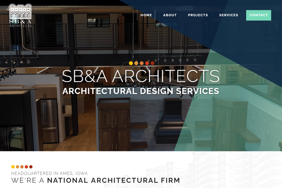 Screenshot of SB&A Architects website design