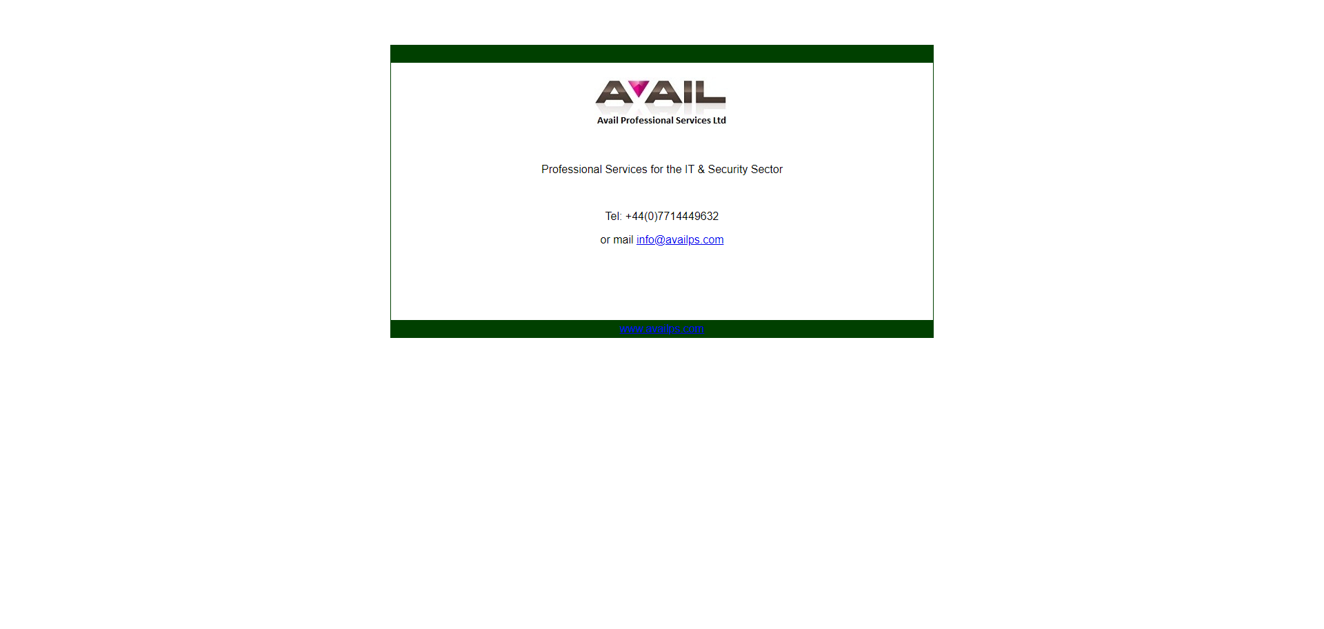 Screenshot of the previous design for Avail Professional Services LTd.