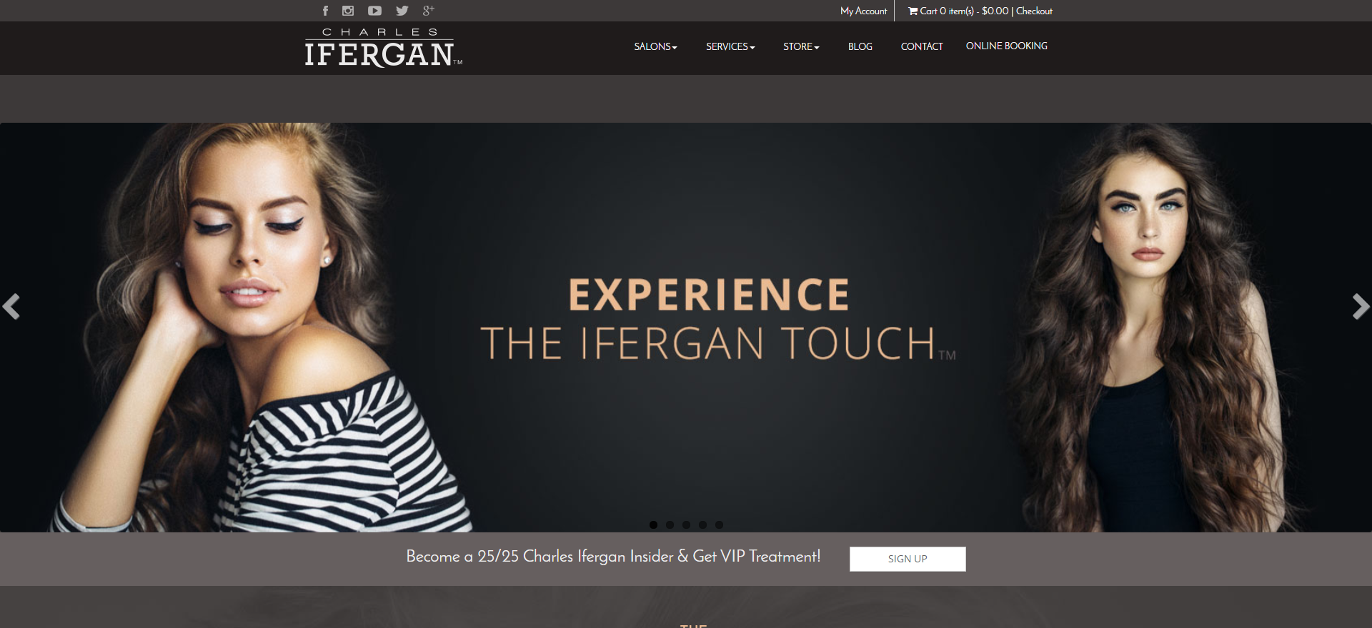 Screenshot of previous website design for Charles Ifergan