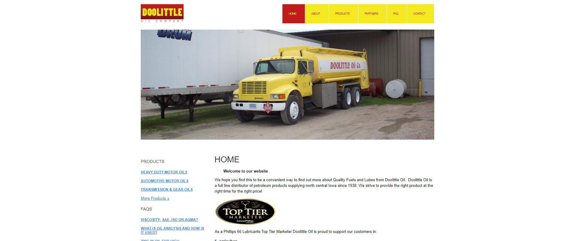 Screenshot of previous website design for Doolittle Oil Company
