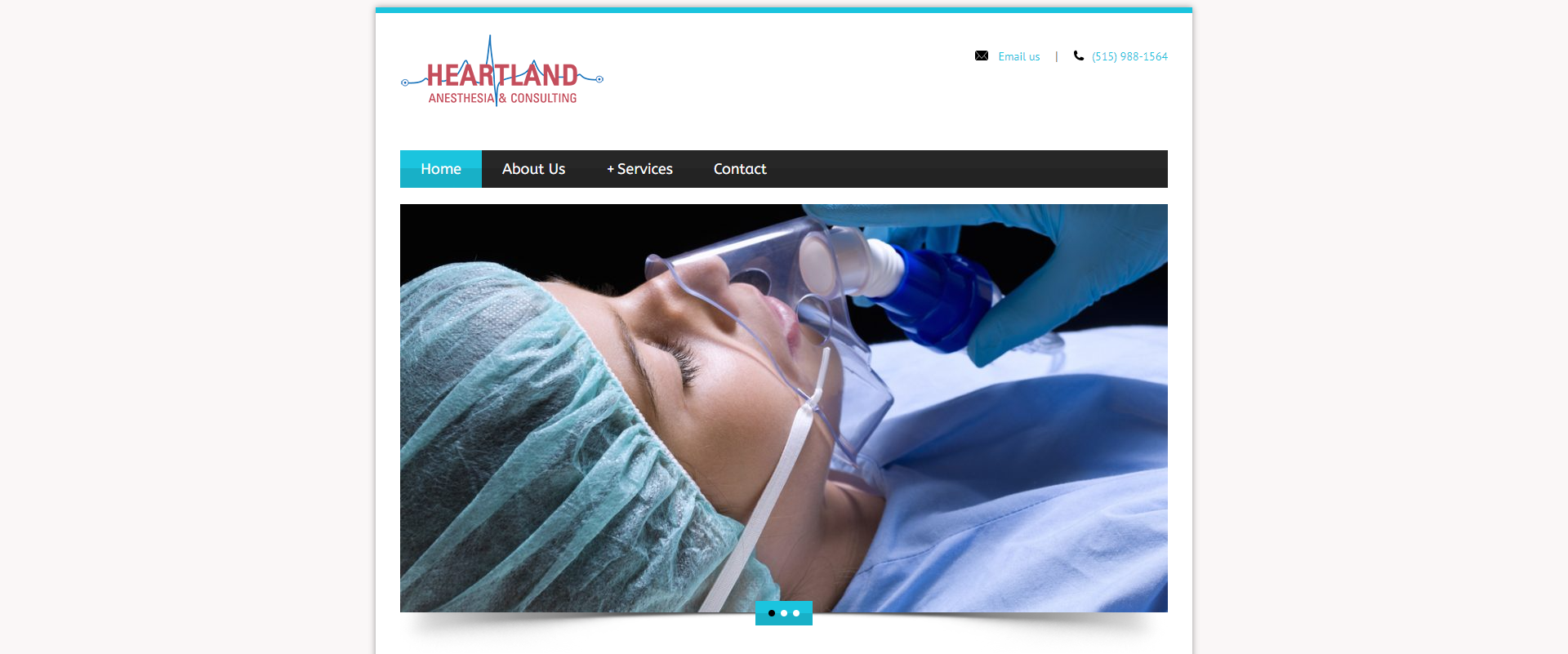 Screenshot of previous website design for Heartland Anesthesia & Consulting