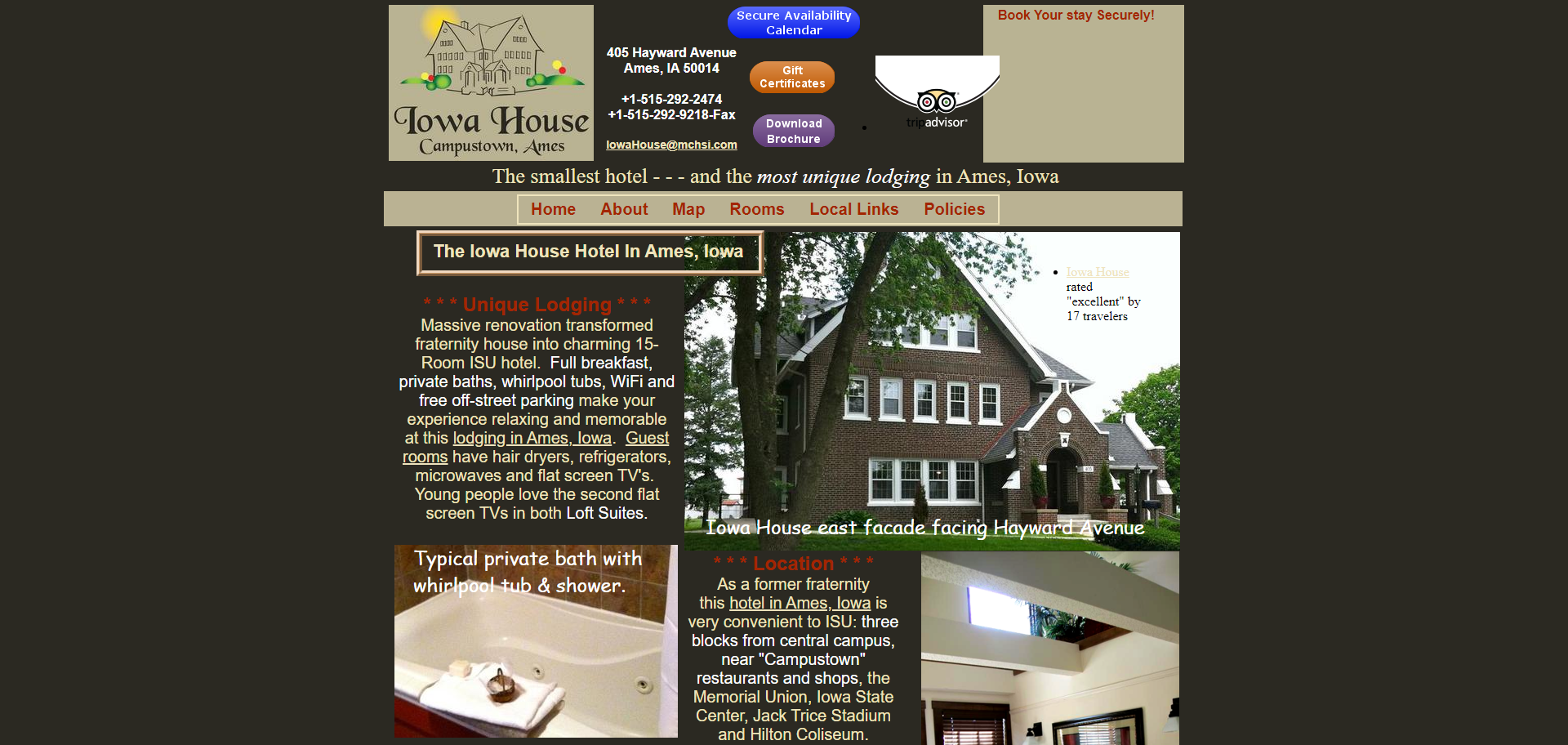 Screenshot of the previous design for Iowa House
