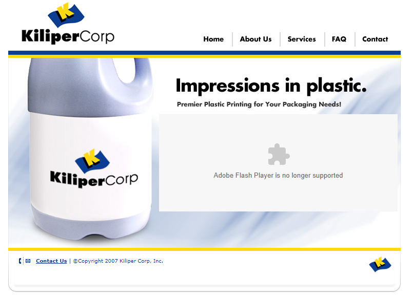 Screenshot of the previous design for KiliperCorp