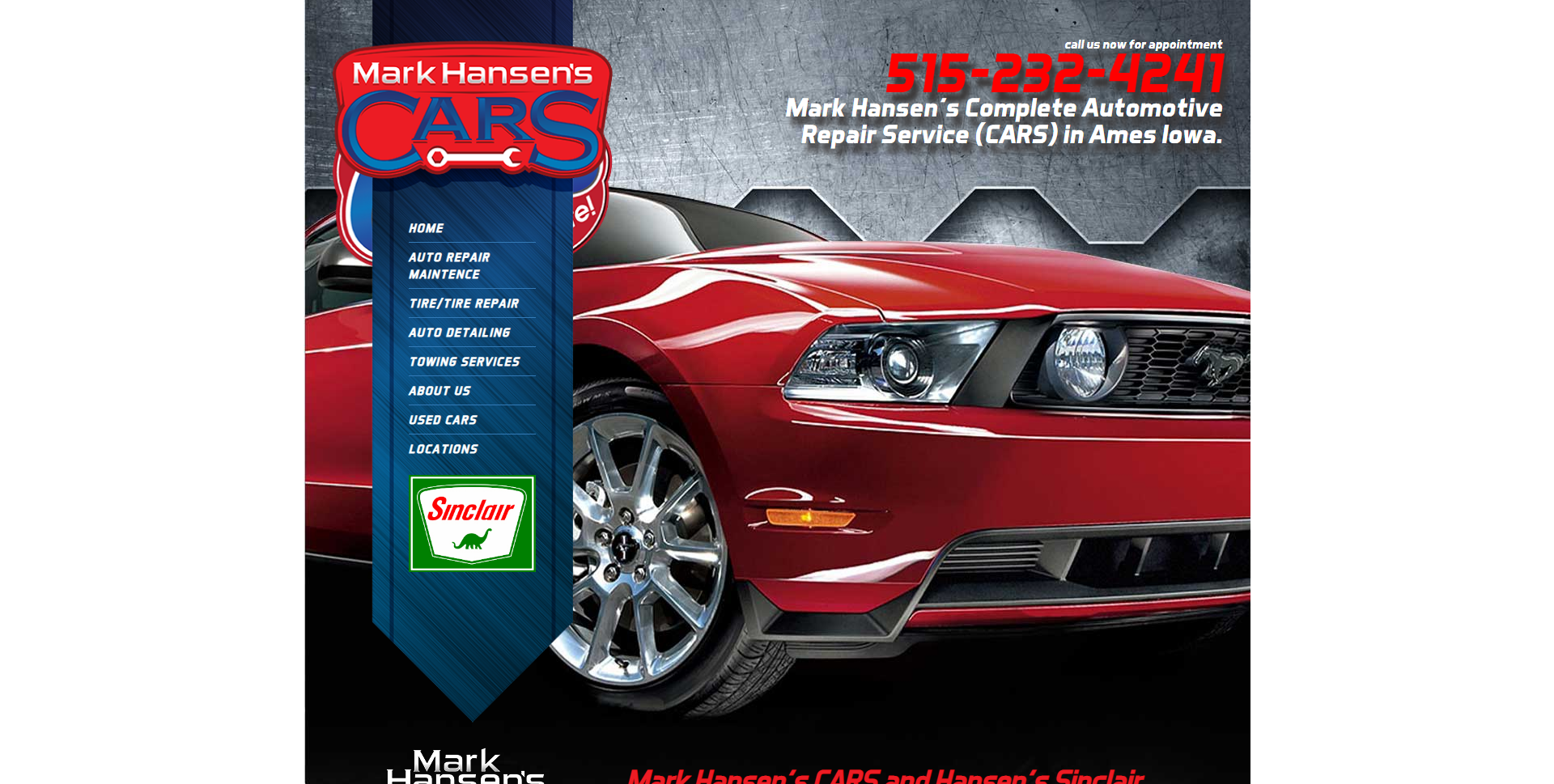 Screenshot of the previous website design of Mark Hansen's CARS