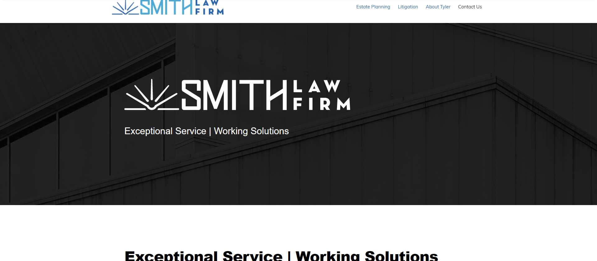 Screenshot of the previous design for the Smith Law Firm