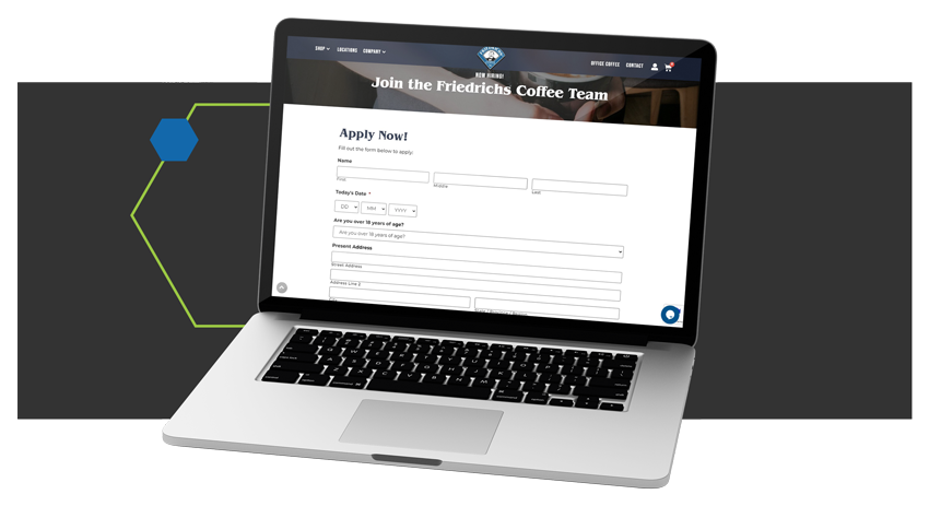 Laptop displaying an example of a custom form built on Friedrichs Iowa Website Design