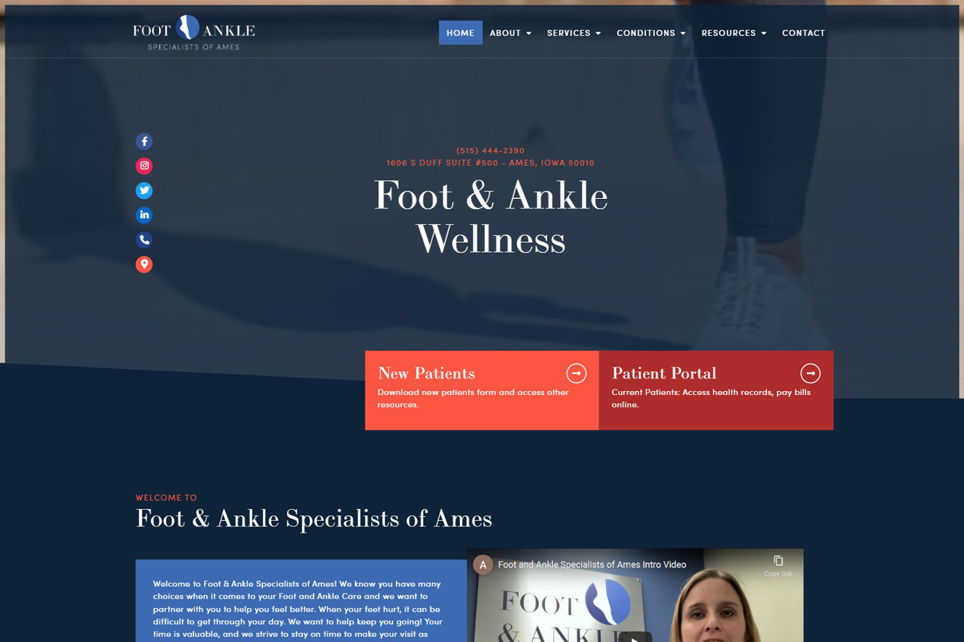 Screenshot of Foot & Ankle Wellness website design
