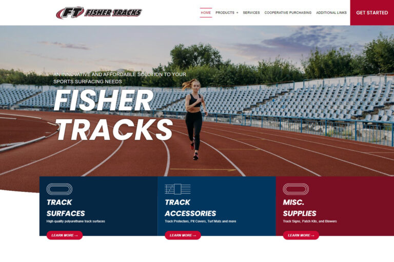 Screenshot of Fisher Tracks website design