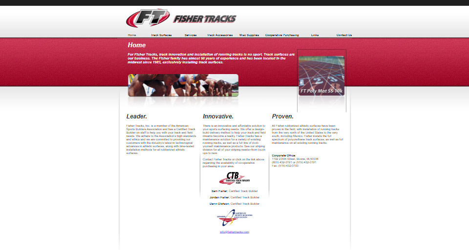 Screenshot of the previous design for the Fisher Tracks website