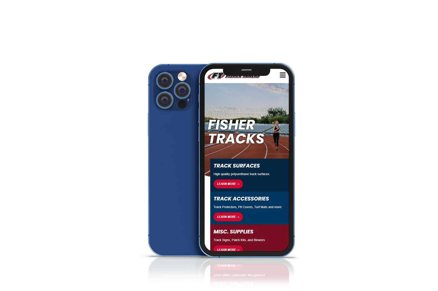 Mockup showing mobile view of the Fisher Tracks website