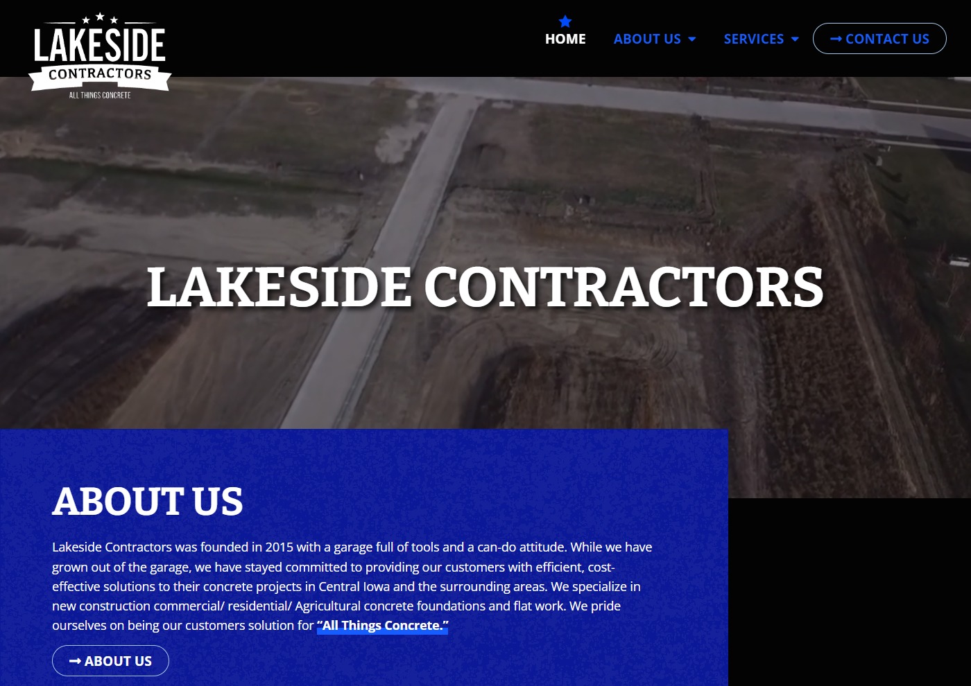 lakeside contractors website screenshot