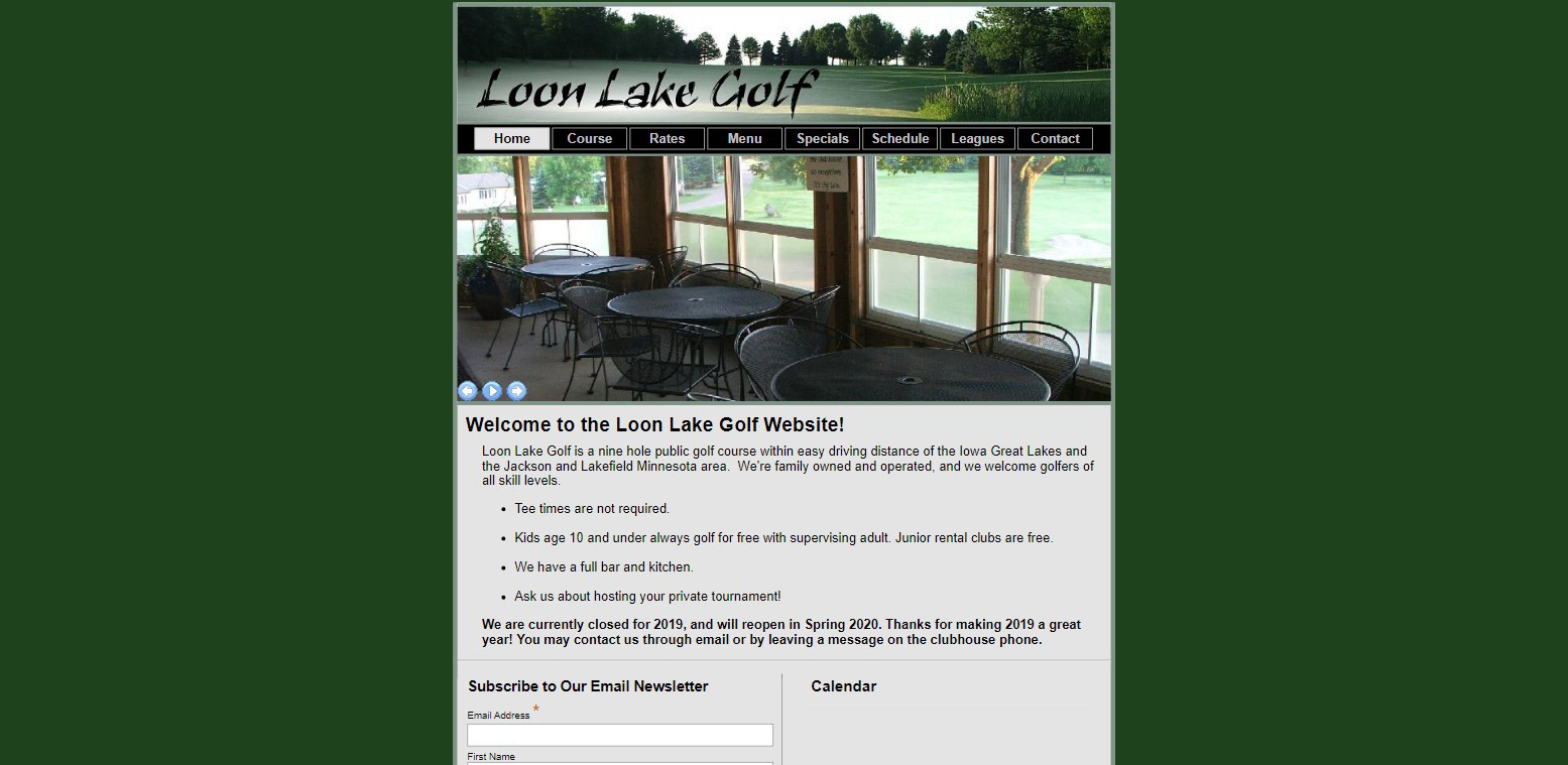 Previous design of the Loon Lake Golf website