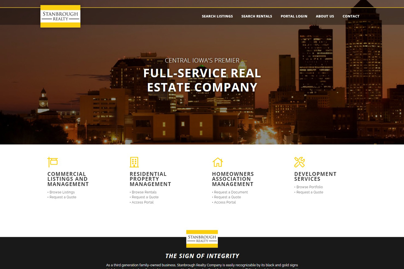 Screenshot of Stanbrough Realty website design