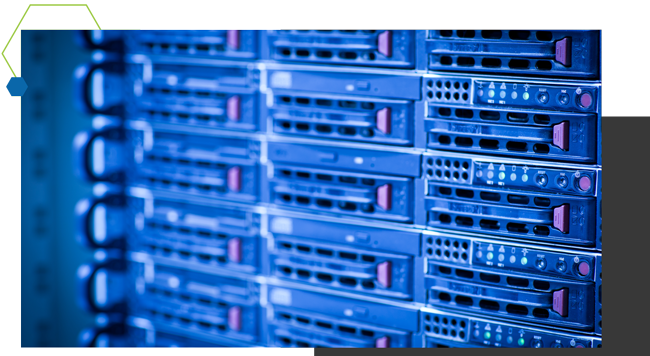 server rack cluster in a data cente