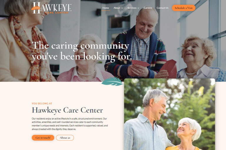 Screenshot of the Hawkeye Care Center website design