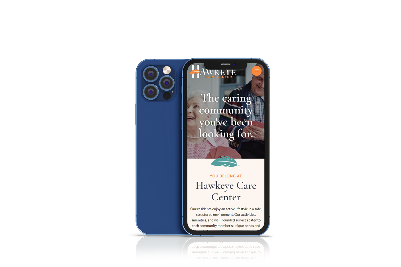 Mockup of a mobile view of the Hawkeye Care Center website