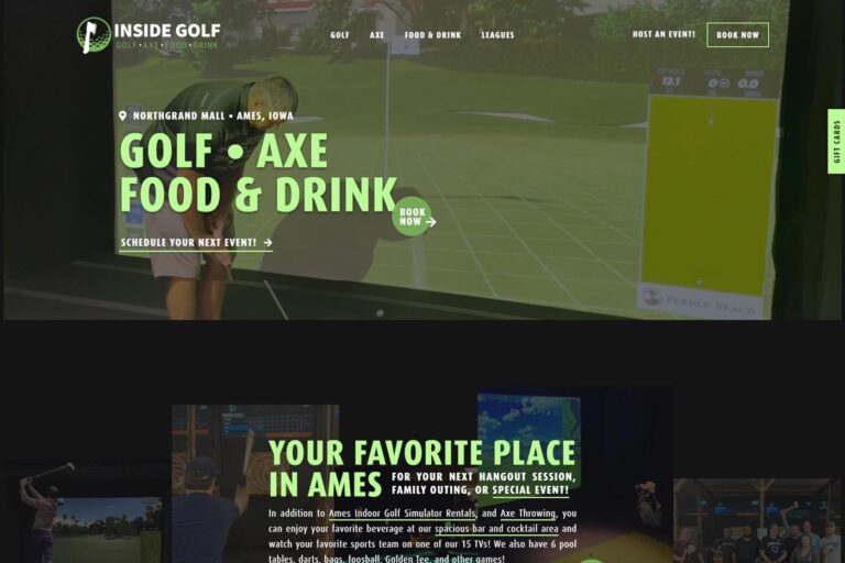 Inside Golf & Axe Screenshot of Home Page web design