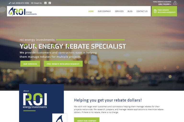 Screenshot of ROI Energy Investments website design