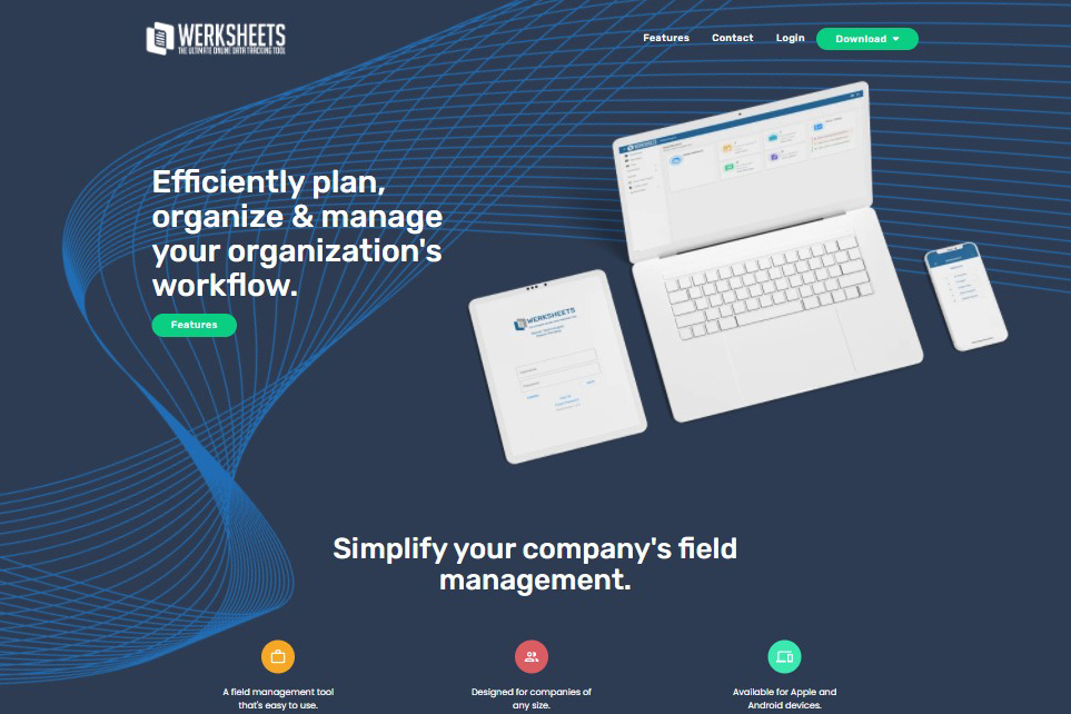 Screenshot of Werksheets new website design