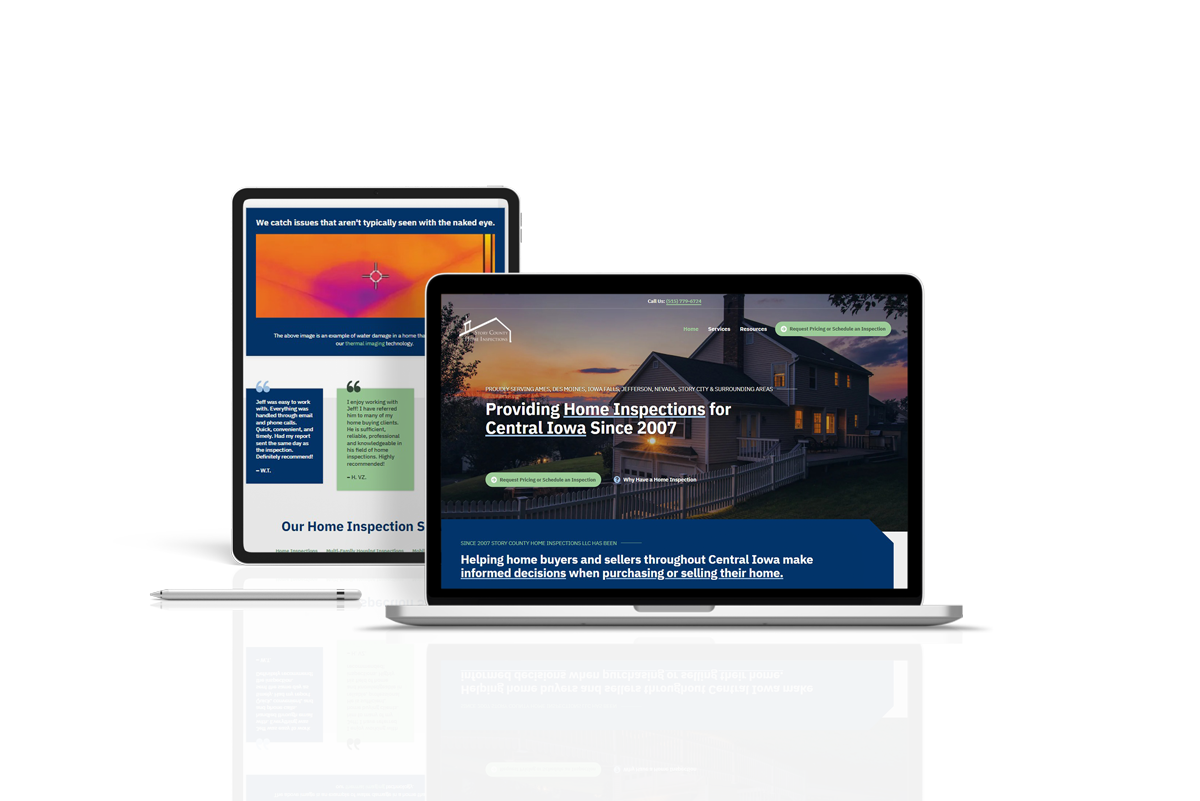mockup of story county home inspections website